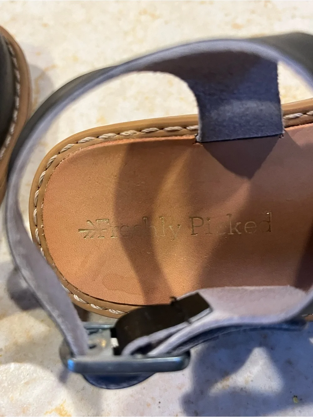 Kids Black T-Strap Leather Sandals